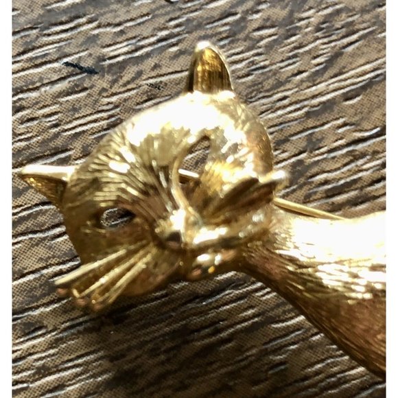 Vintage MONET Gold Retro CAT Brooch PIN Siamese Kitty Mint Condition signed - Picture 2 of 6